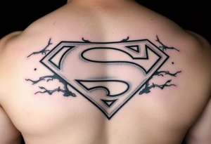 Superman sign in background names: Emma Ava Blakleigh Deacon Griffin broken clock sands of time sleeve tattoo idea