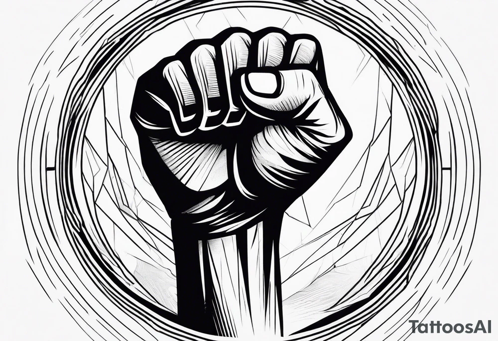 A clenched fist on the back using negative space techniques tattoo idea A clenched fist on the back using negative space techniques tattoo idea