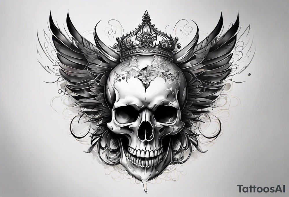 Unique tattoo design featuring a skull with a muzzle that appears to be releasing or breaking free from its constraints. The design should be intricate, with detailed shading and textures to give it a realistic look. The skull should be positioned on the neck, with the muzzle facing upwards, as if it's emerging from the skin. I'd like the design to be bold and eye-catching, with a mix of dark and light colors to create a striking contrast. tattoo idea