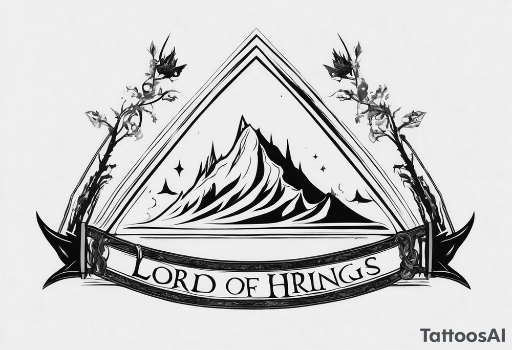 Lord of the rings with Harry Potter incorporated but clear visual of both movies. Small and minimal. Something like the deathly hallows symbol made out of swords and wizard staff from LOTR tattoo idea