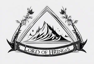 Lord of the rings with Harry Potter incorporated but clear visual of both movies. Small and minimal. Something like the deathly hallows symbol made out of swords and wizard staff from LOTR tattoo idea