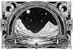 cosmic spiritual archway starry skies tattoo idea