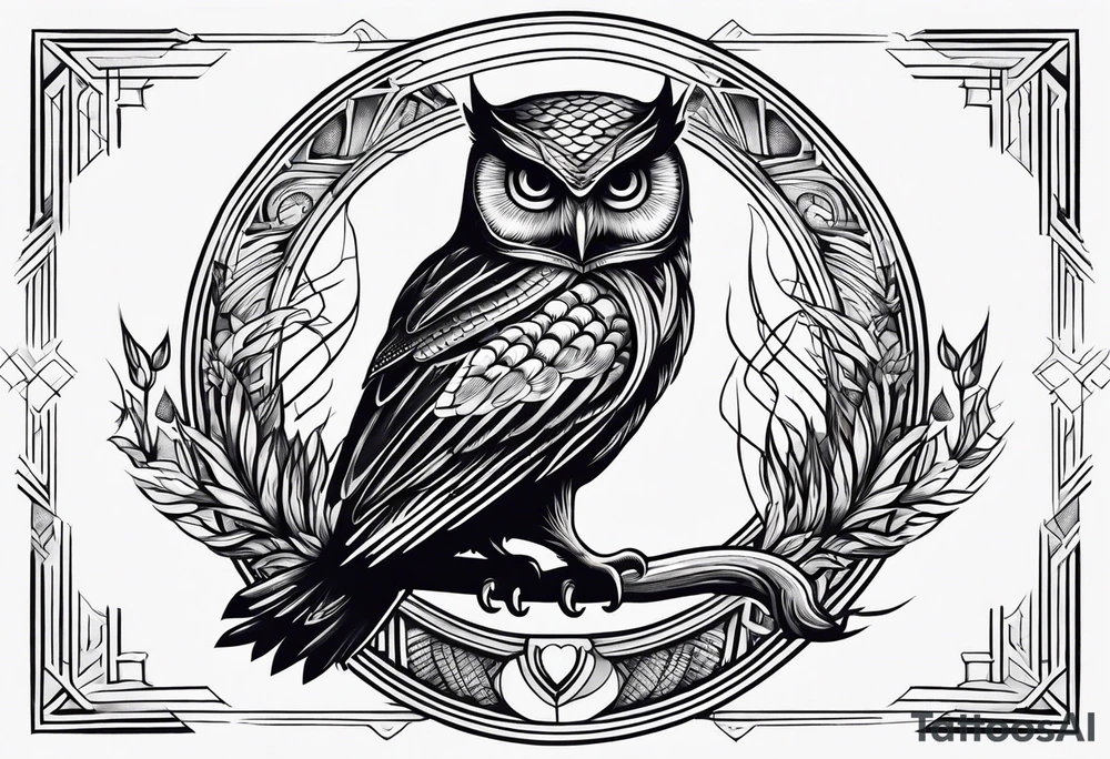 an owl with a corn snake in its claw tattoo idea