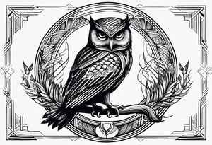 an owl with a corn snake in its claw tattoo idea