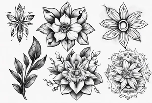 indigenous flowers thigh piece tattoo idea