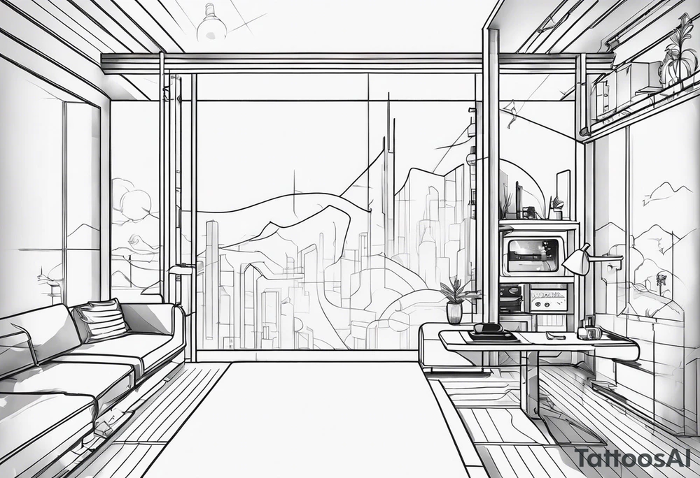 fine line. cyberpunk tattoo idea