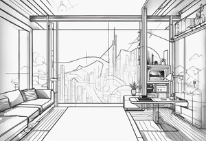 fine line. cyberpunk tattoo idea