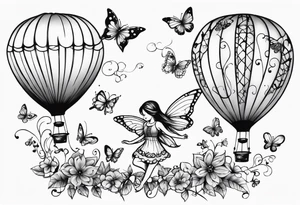 fairies and butterflies with balloons tattoo idea