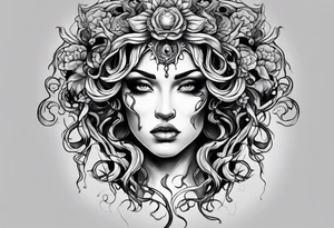 medusa tattoo with cracks in her face and blood oozing out her eyes tattoo idea