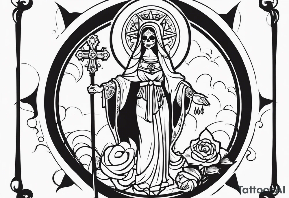 Santa Muerte sigil tattoo idea