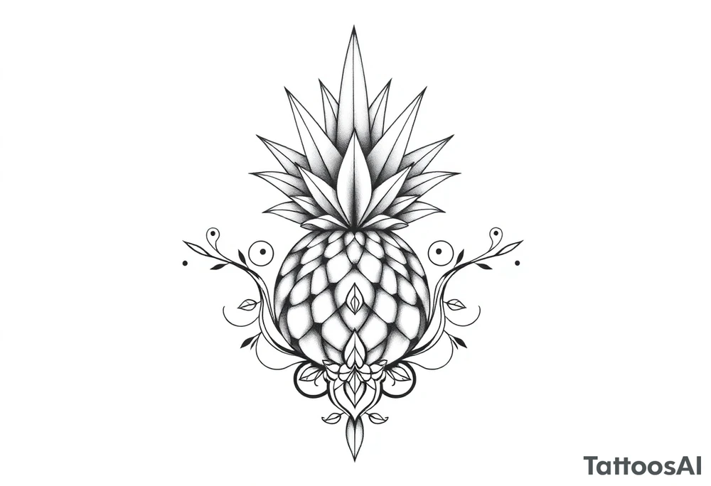 Bushy crown pineapple vagina, design to go over vagina , erotic vagina area design, anus to be at the bottom tattoo idea