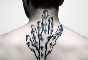 cactus large line tattoo idea