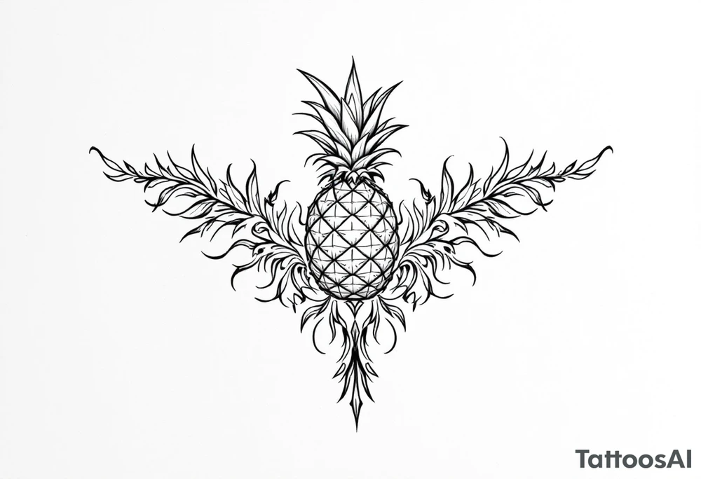 Crown pineapple vagina tattoo idea