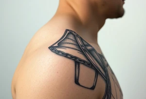 Huge and Exquisitely detailed shoulder tattoo of chainmail and plate armor tattoo idea