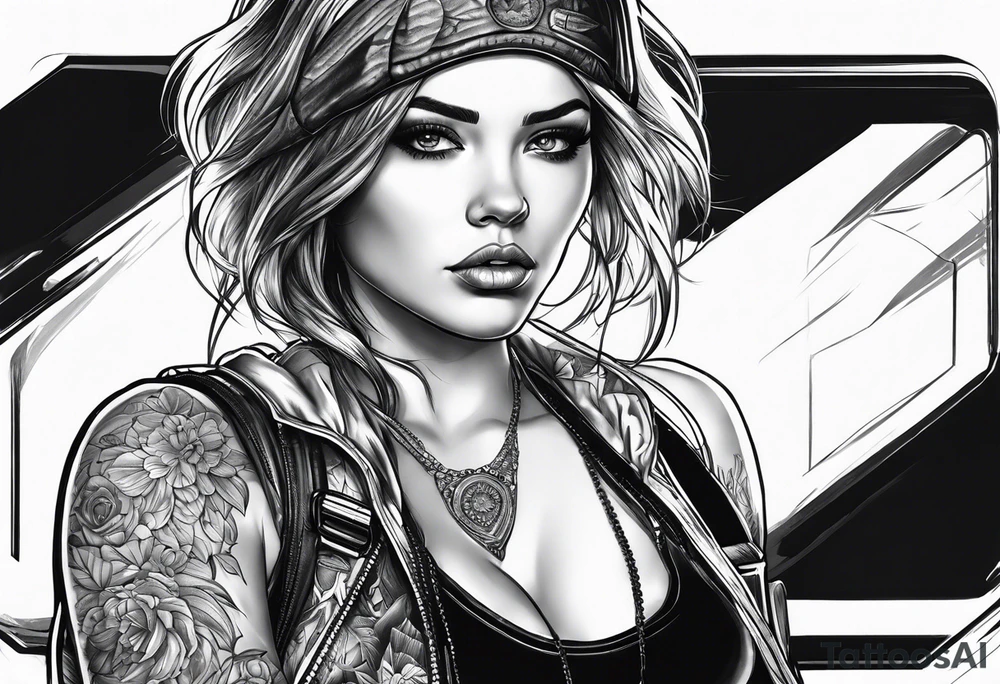 woman with a gun tattoo idea