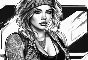 woman with a gun tattoo idea