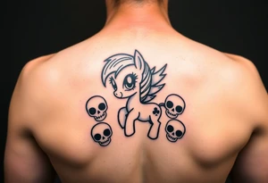Demonic my little pony with skulls tattoo idea