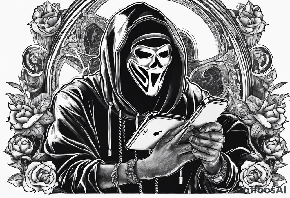 ghostFACE WITH PHONE tattoo idea