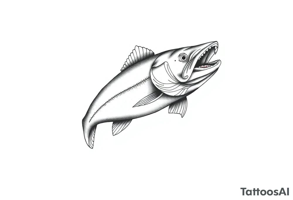 A muskelunge swimming in the water chasing a spinner bait tattoo idea
