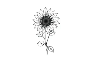 Sunflower with stem and leaves tattoo idea