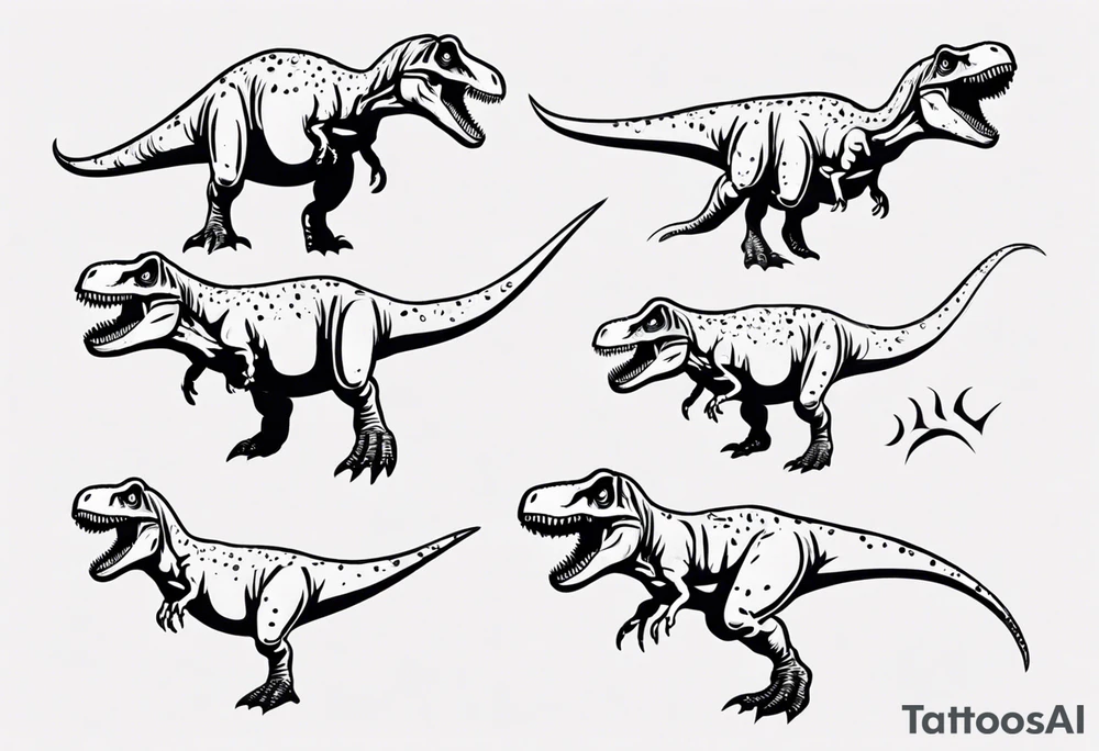 silly happy t rex swimming tattoo idea