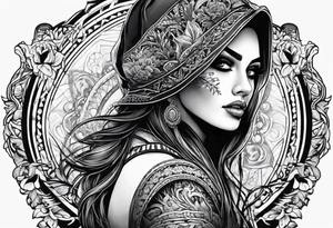 caveira e mulher abraçando tattoo idea