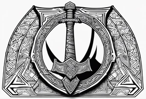 Valhalla staurs sword shield axe Valknut tattoo idea