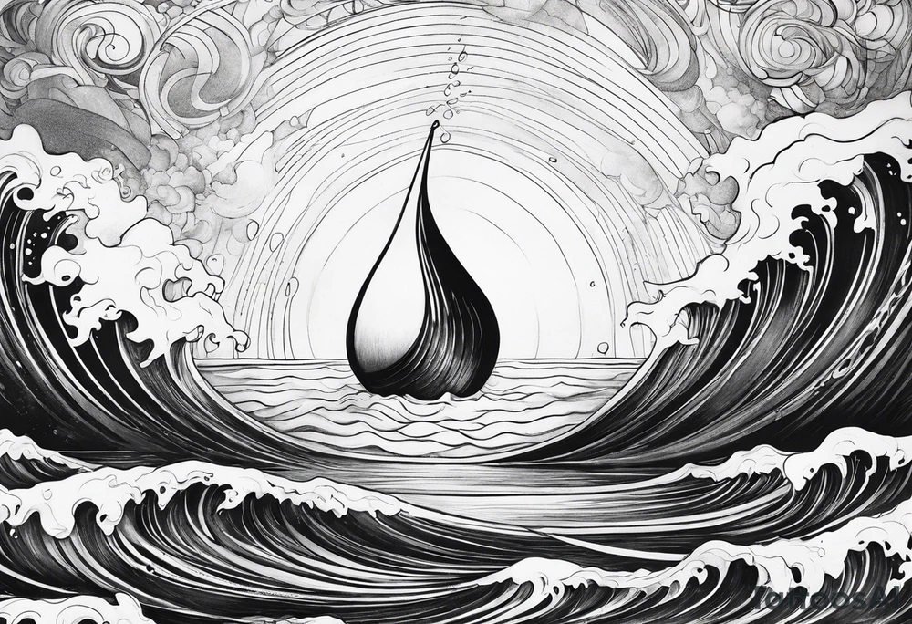 water drop falling into ocean tattoo idea