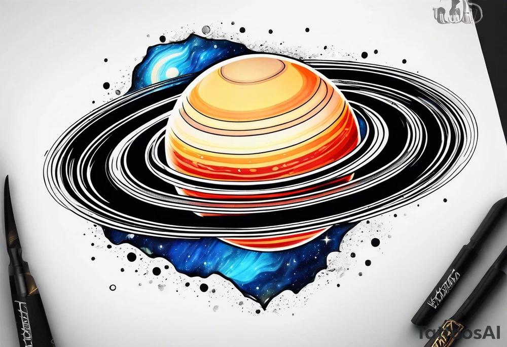Saturn like planet tattoo idea