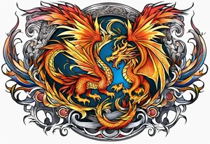 majestic  dragon and phoenix tattoo tattoo idea
