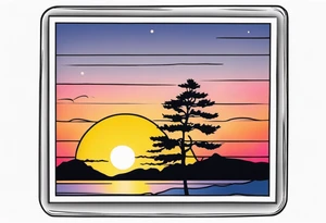 the outline of a polaroid-frame where the image of the picture is a sunset tattoo idea