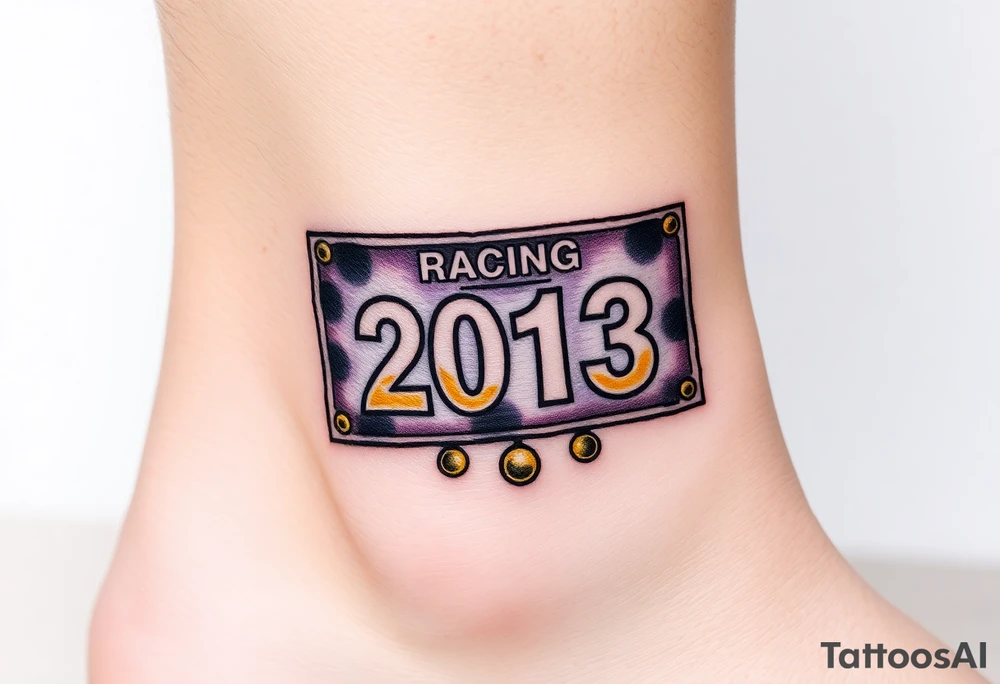 Racing half marathon bib 2013 purple and gold running safety pins running tattoo idea