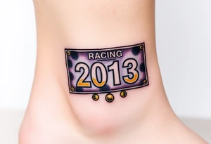 Racing half marathon bib 2013 purple and gold running safety pins running tattoo idea