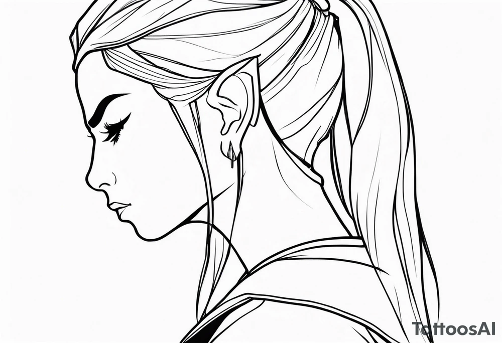 pointed ears elf simple profile tattoo idea