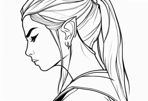 pointed ears elf simple profile tattoo idea