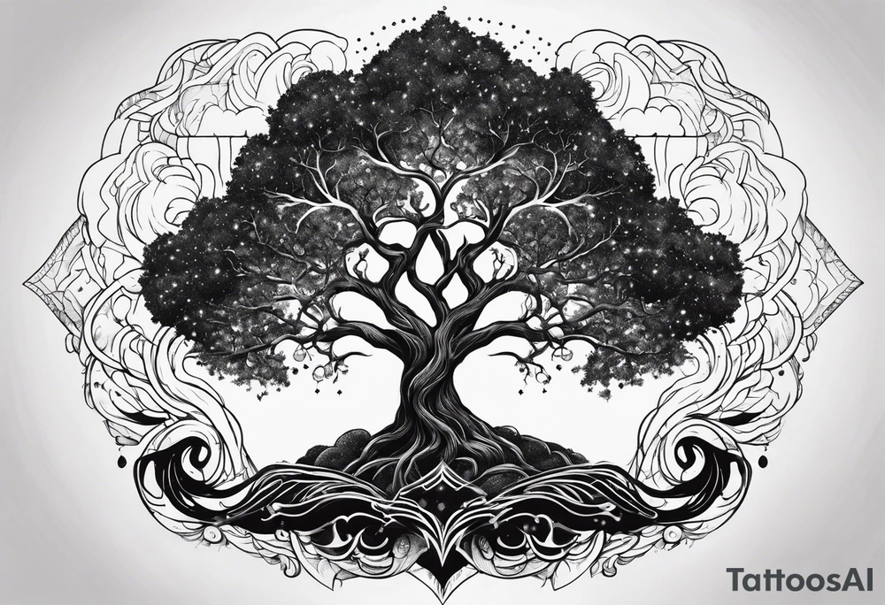 cosmic yggdrasil night sky tattoo idea