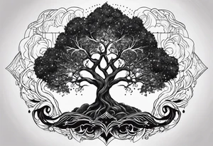 cosmic yggdrasil night sky tattoo idea