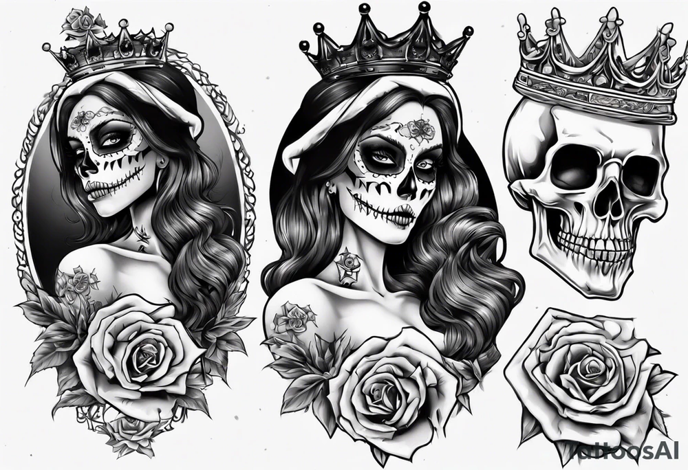 santa la muerta with money and crown
on the card tattoo idea