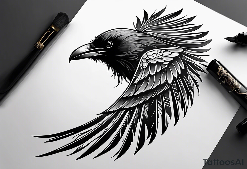 raven attacking 
roman numeral seven
Omnia Urunt tattoo idea