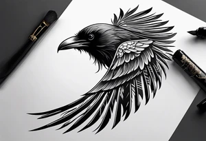 raven attacking 
roman numeral seven
Omnia Urunt tattoo idea