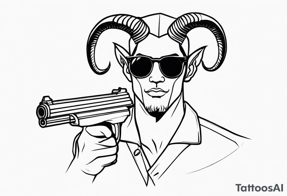capricorn man with sunglasses and gun tattoo idea