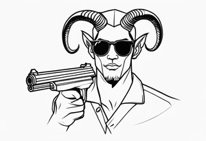 capricorn man with sunglasses and gun tattoo idea