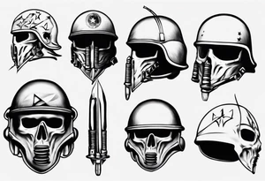 army helmet with 3 bullets tattoo idea