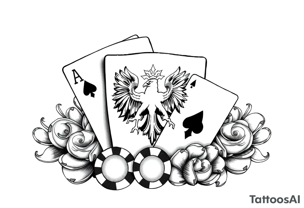 Poland symbol and poker cards Add casino money to it. tattoo idea