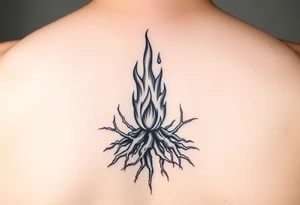 a flame imprisoned in roots tattoo idea