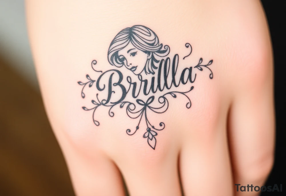"Briella" in old English style tattoo idea