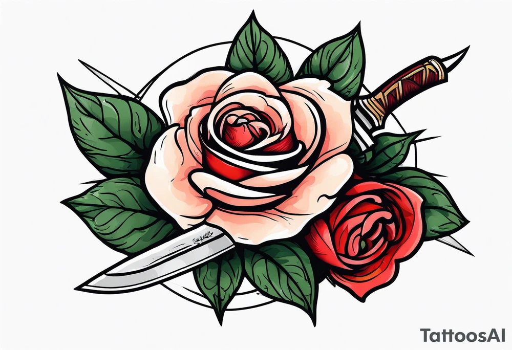 Messer mit Stacheldraht und Rose tattoo idea