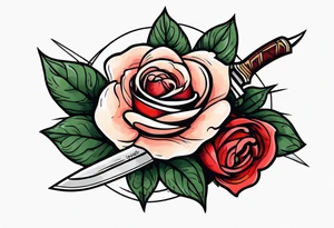 Messer mit Stacheldraht und Rose tattoo idea