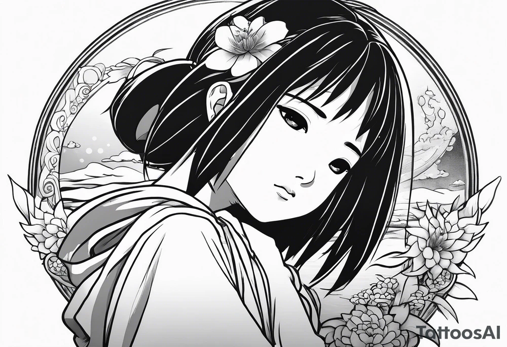 Spirited away Haku Chihiro hugging tattoo idea