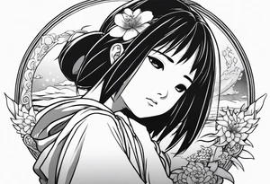 Spirited away Haku Chihiro hugging tattoo idea